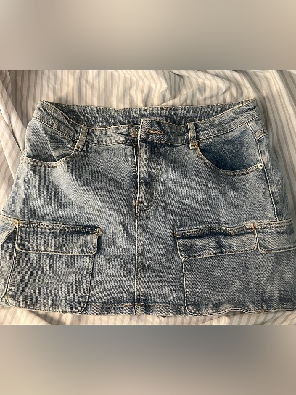 Windsor Light Blue Denim Cargo Skirt